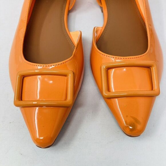 ASOS Legendary Pointed Ballet Flats Patent Orange Spring Summer Shoes US 9 - Picture 3 of 13